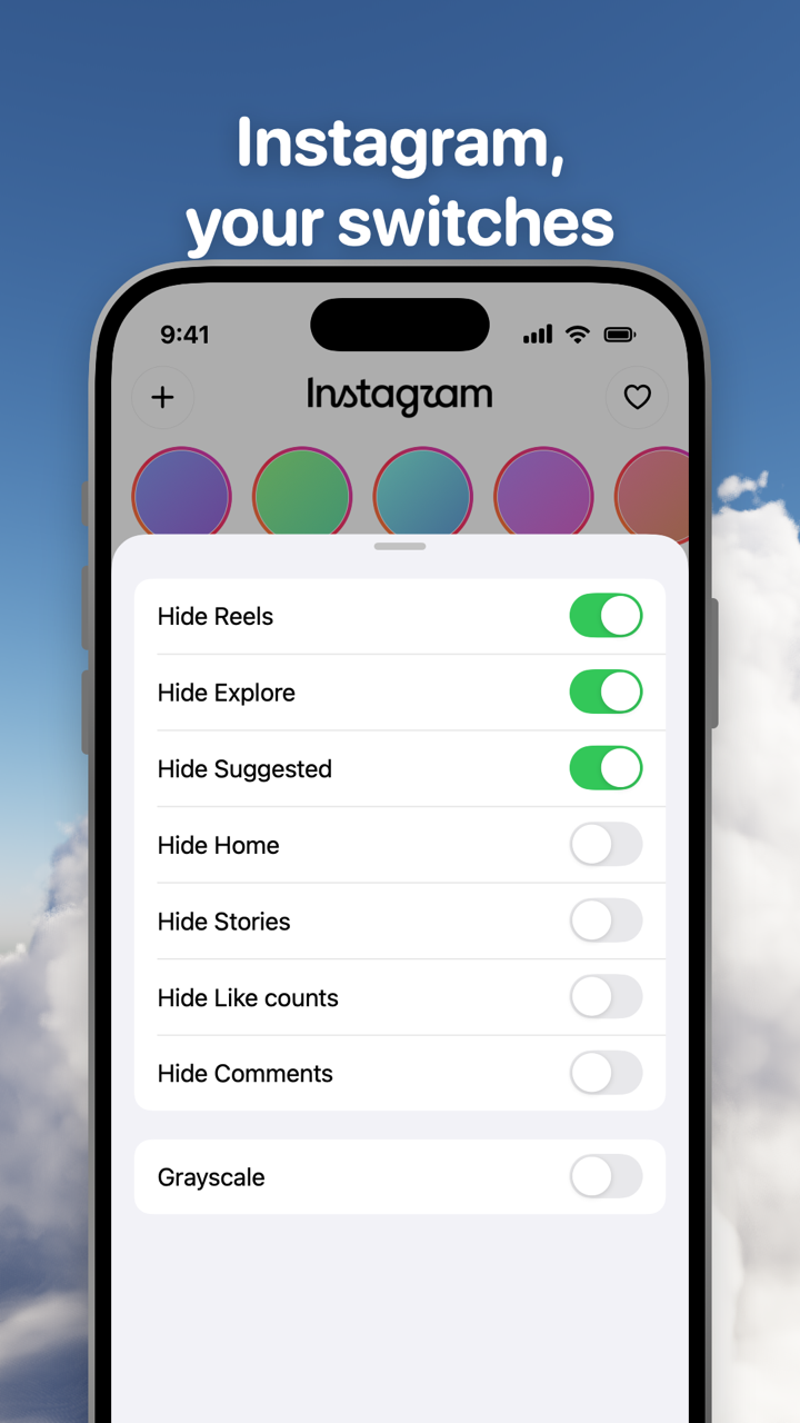An app's options sheet