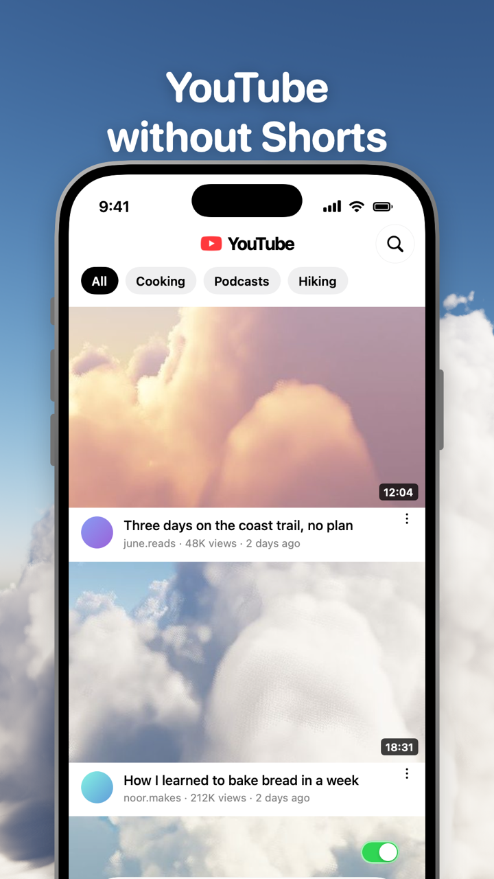 YouTube in Toggle
